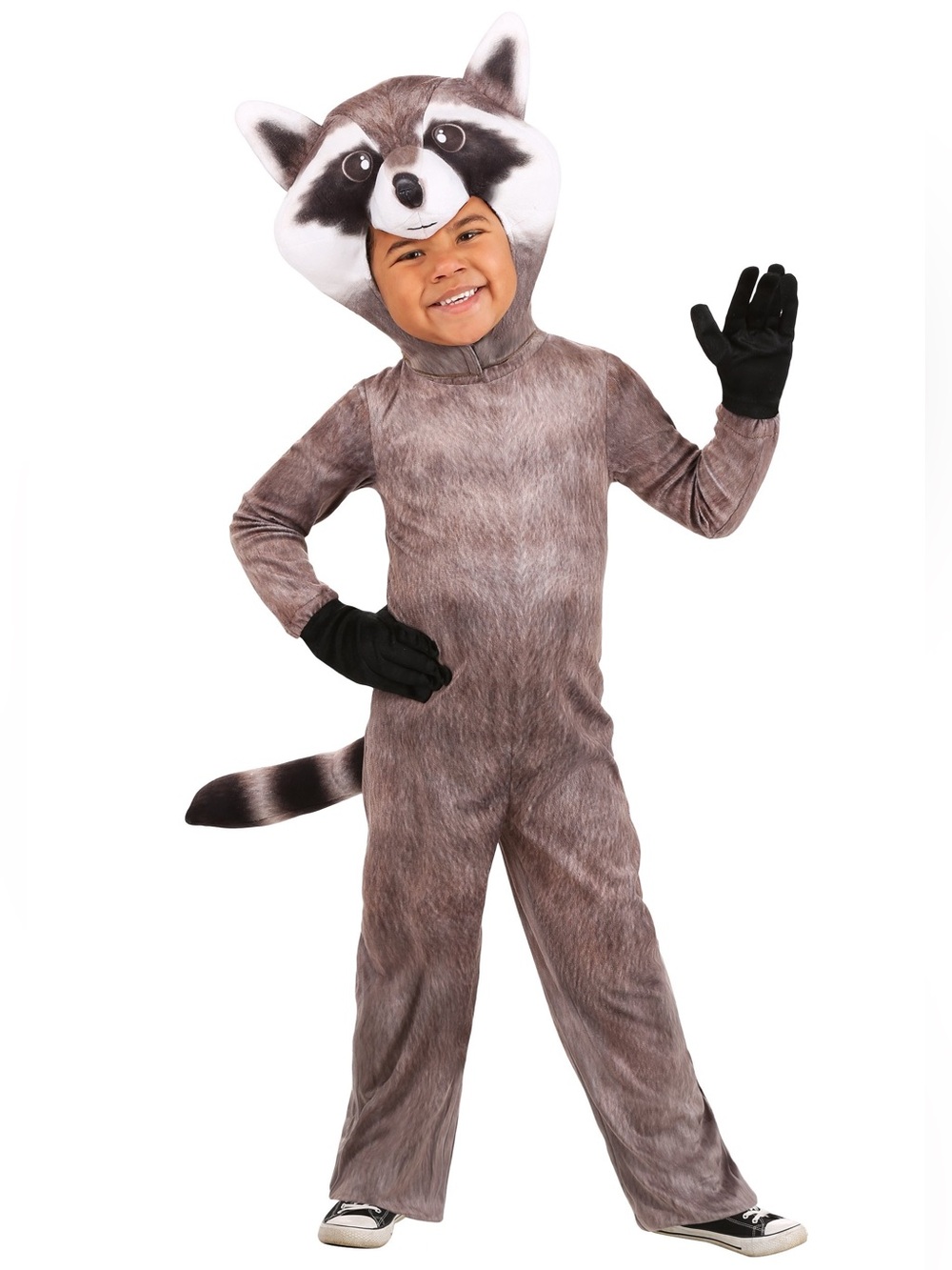 Kids Brown Raccoon Costume with Hood and Tail